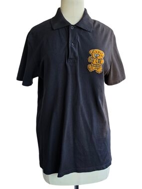 Sandro Black Polo Shirt with Bear Patch